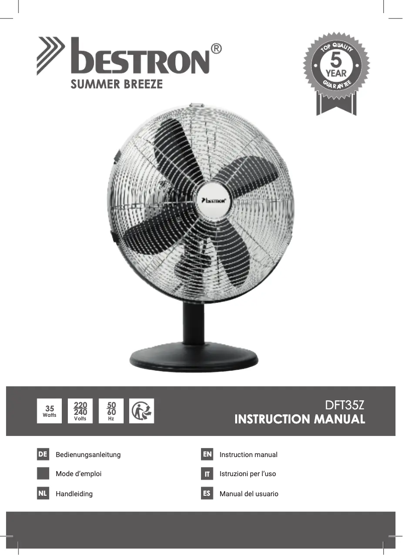 Page n°1 - Manuel utilisateur Bestron DFT35Z