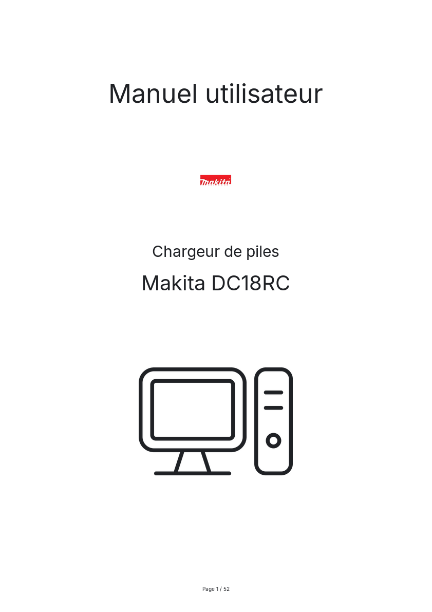 Image de la première page du manuel de l'appareil DC18RC