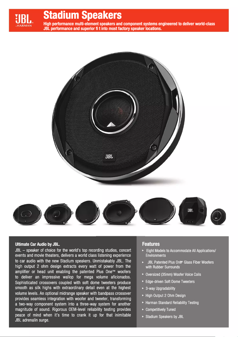 Page 1 de la notice Fiche technique JBL Stadium GTO 750T
