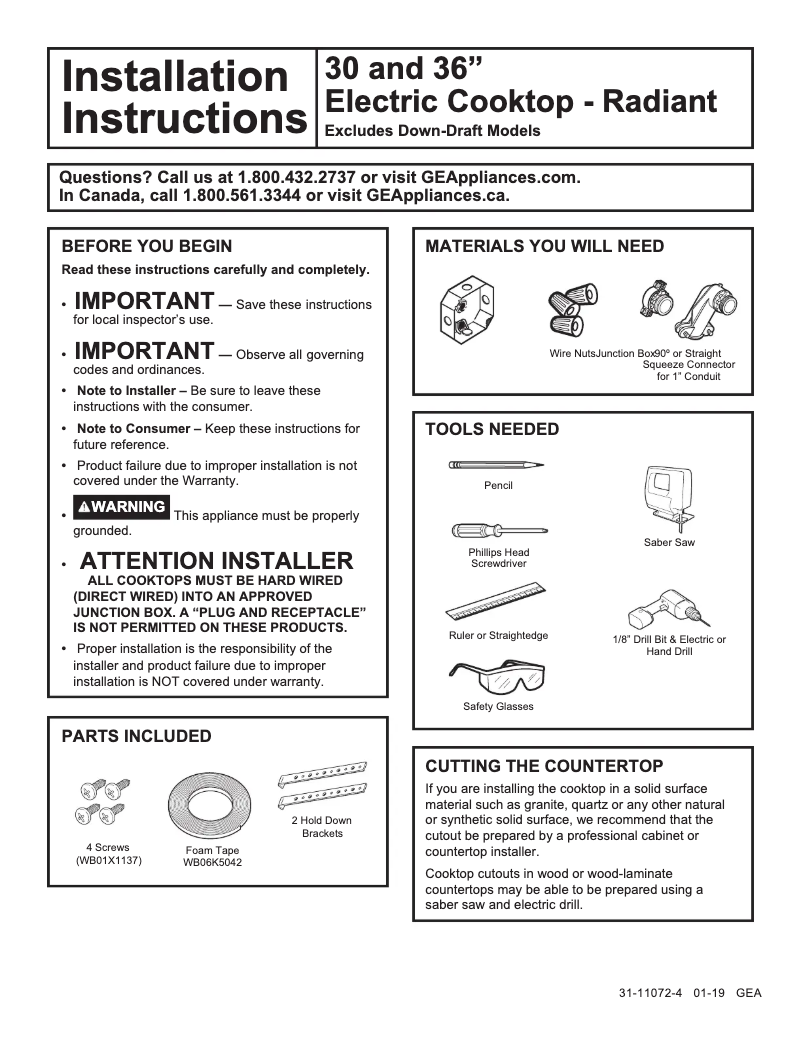 Page n°1 - Guide d'installation Monogram ZEU30RSJSS