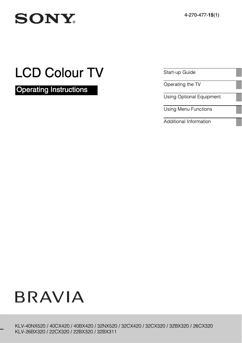 Page n°1 - Manuel utilisateur Sony Bravia KLV-32BX320