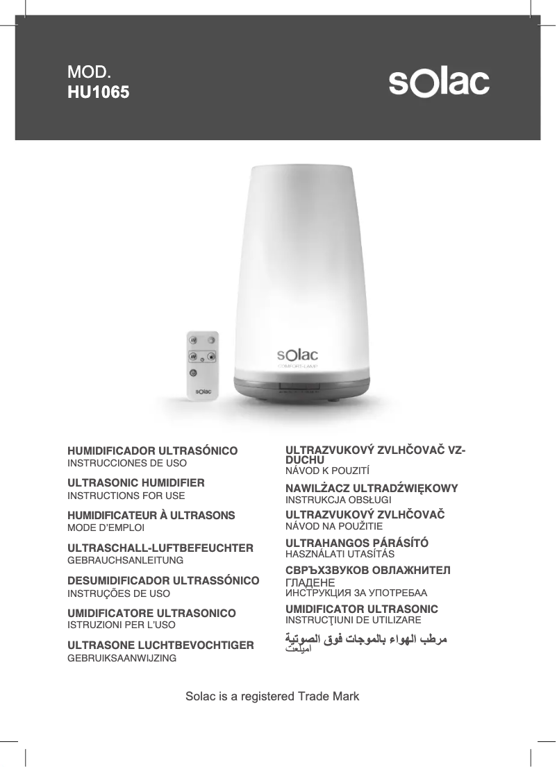 Page 1 de la notice Manuel utilisateur Solac HU1065