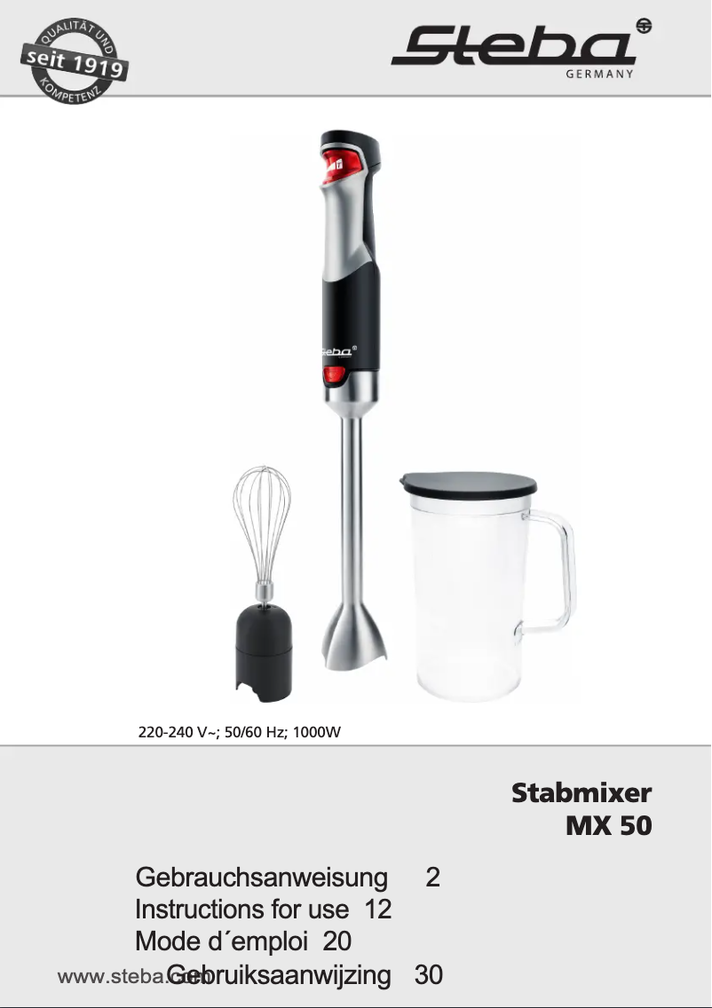 Page n°1 - Manuel utilisateur Steba MX 50