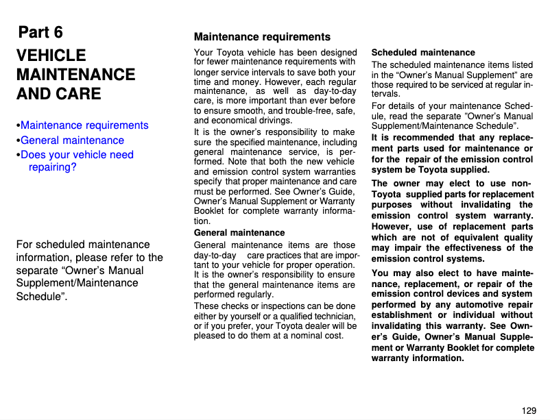 Image de la première page du manuel de l'appareil RAV4 (1996)