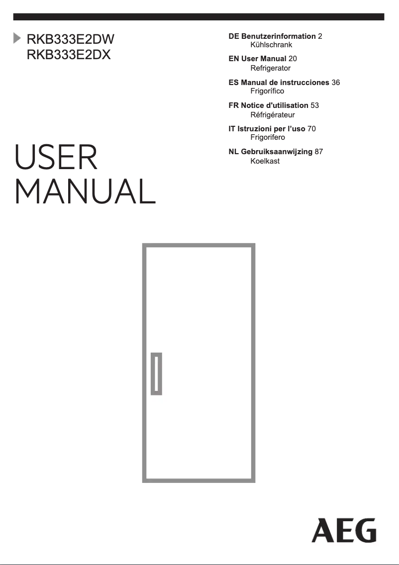 Page 1 de la notice Manuel utilisateur AEG RKB333E2DX