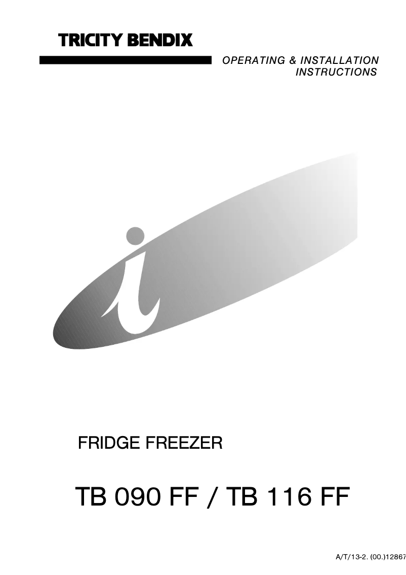 Page n°1 - Manuel utilisateur Tricity Bendix TB090FF