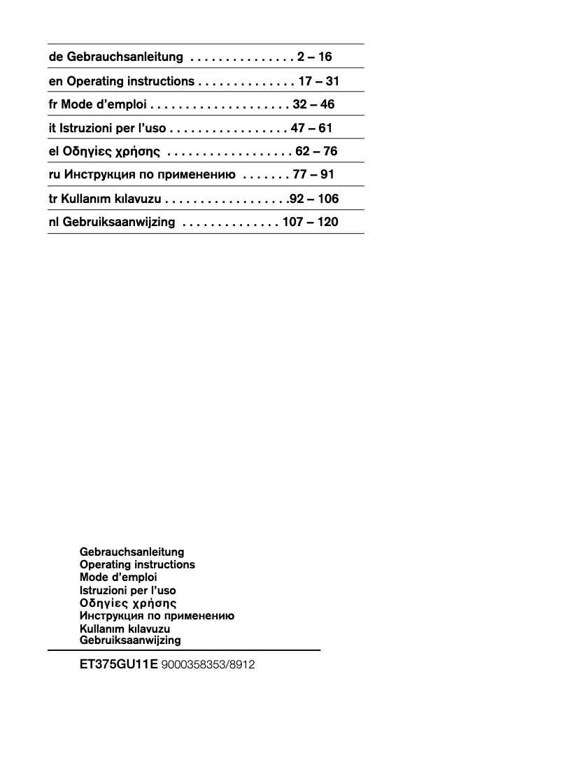 Página 1 del manual Manual de usuario Siemens ET375GU11E