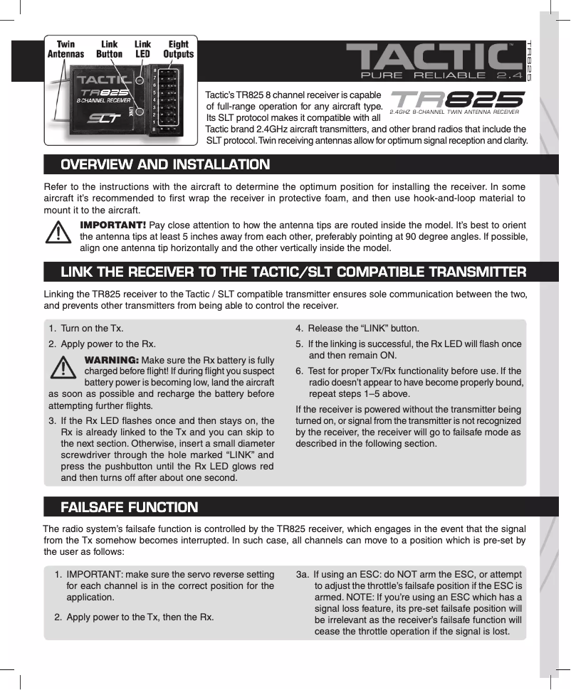Image de la première page du manuel de l'appareil TR825