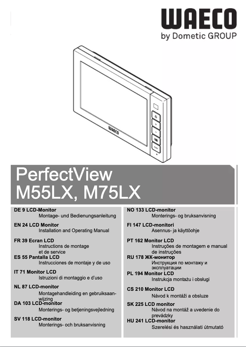 Page 1 de la notice Manuel utilisateur Waeco PerfectView M75LX