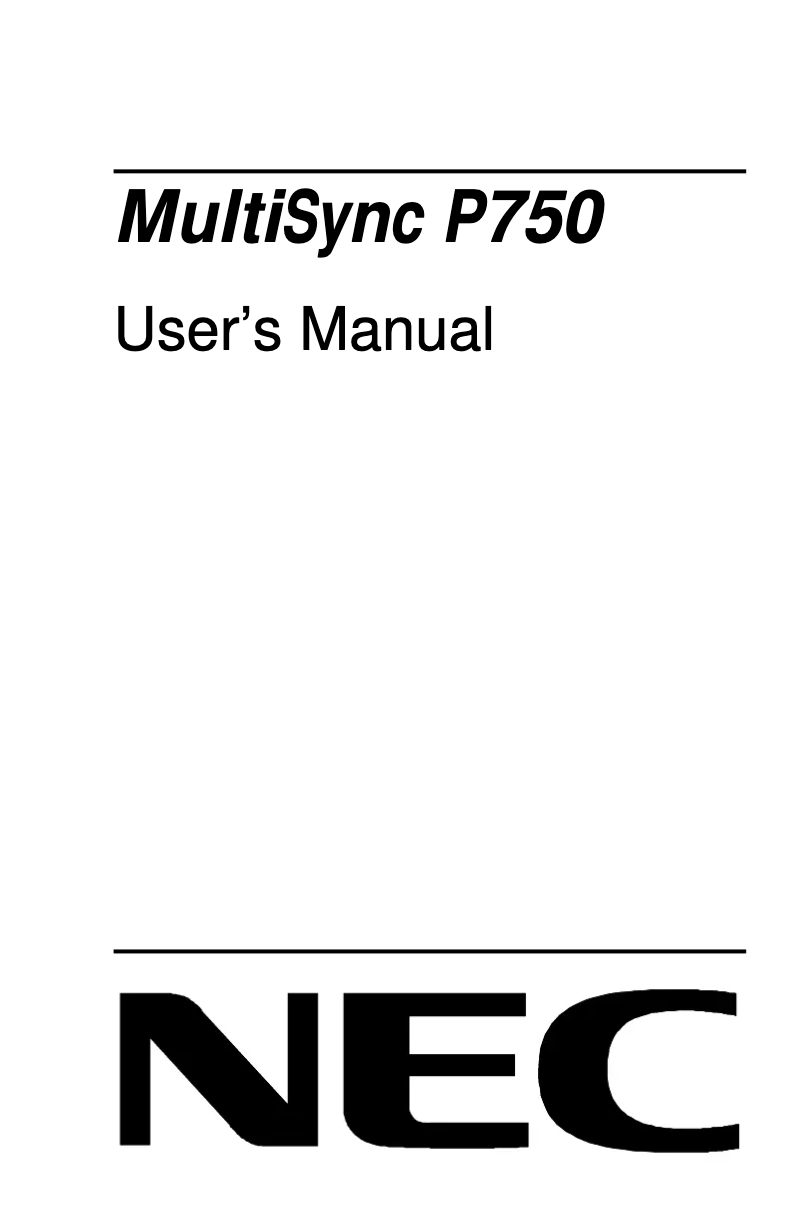 Página 1 del manual Manual de usuario NEC MultiSync P750