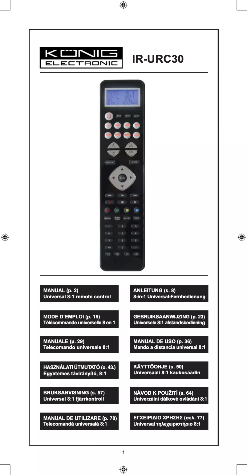 Image de la première page du manuel de l'appareil IR-URC30