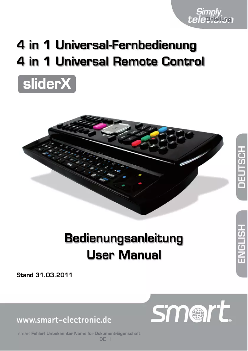 Page 1 de la notice Manuel utilisateur Smart sliderX