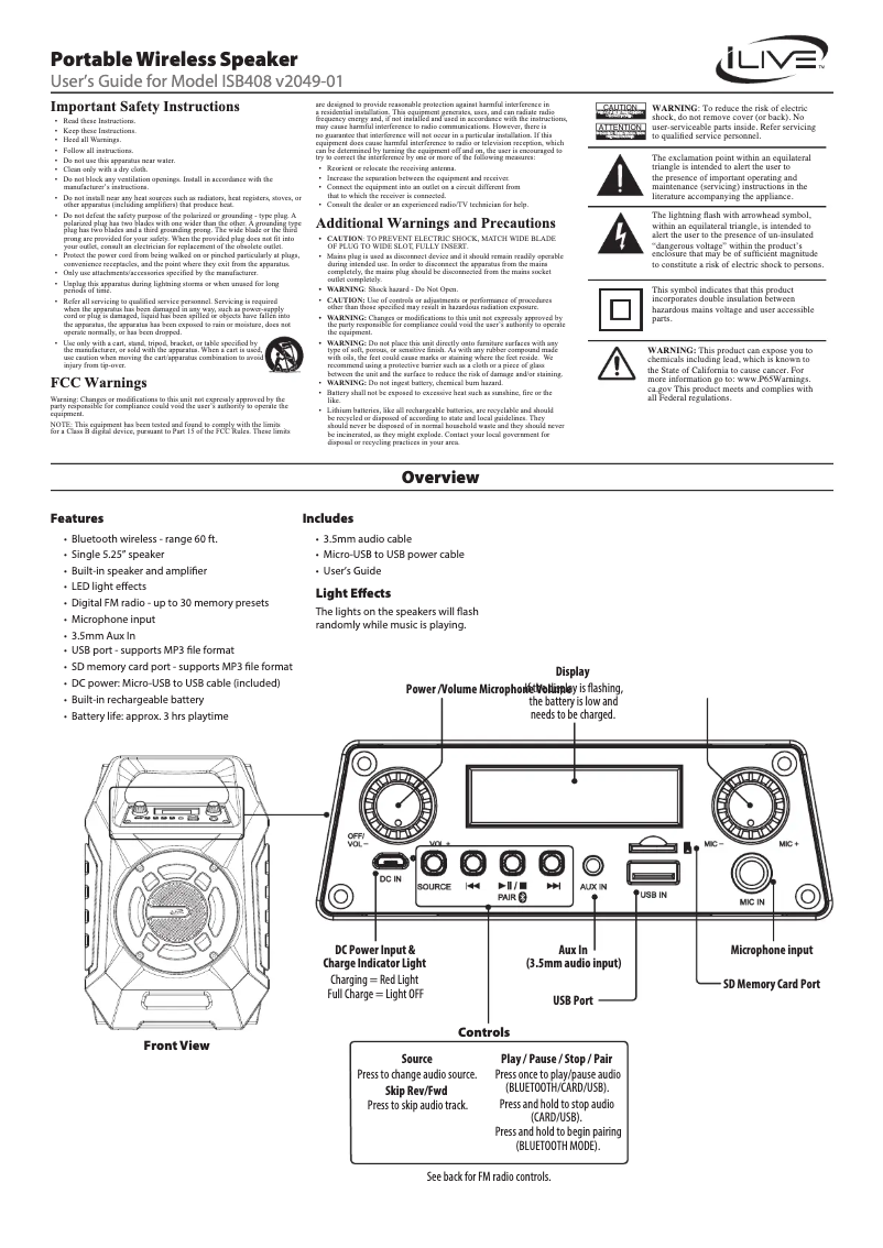 Image de la première page du manuel de l'appareil ISB408