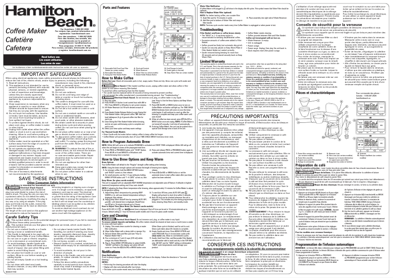 Page n°1 - Manuel utilisateur Hamilton Beach 46391