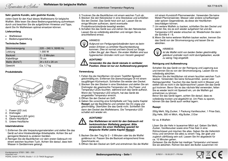 Page 1 de la notice Manuel utilisateur Rosenstein & Söhne NX-7718-919