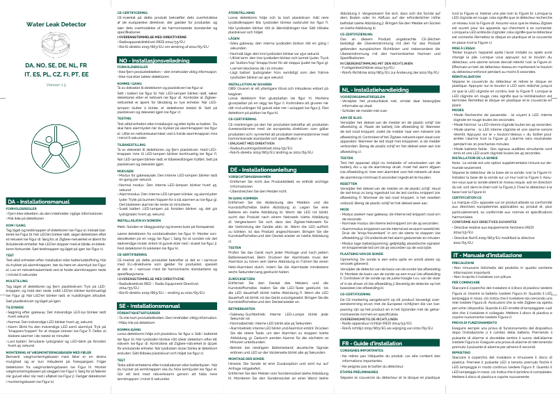 Page 1 de la notice Manuel utilisateur Frient Water Leak Detector