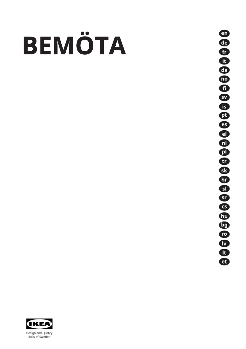 Page 1 de la notice Manuel utilisateur Ikea BEMÖTA 103.923.33