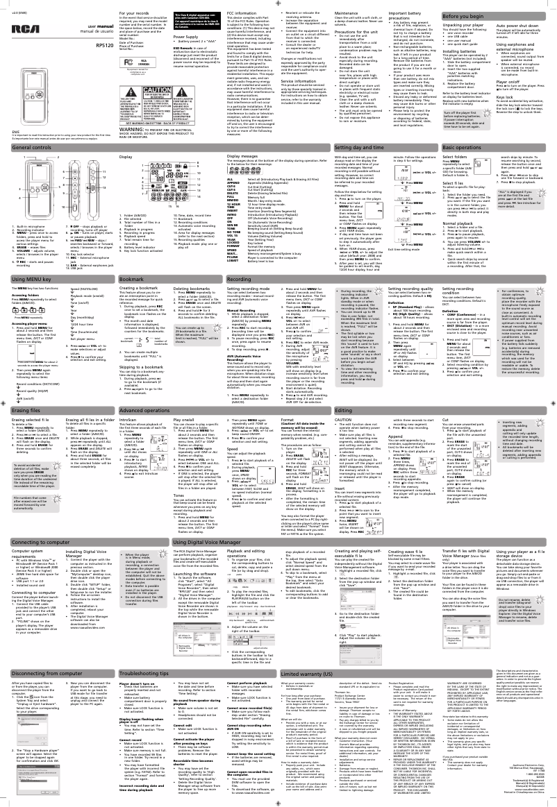 Page 1 de la notice Manuel utilisateur audiovox RP5120