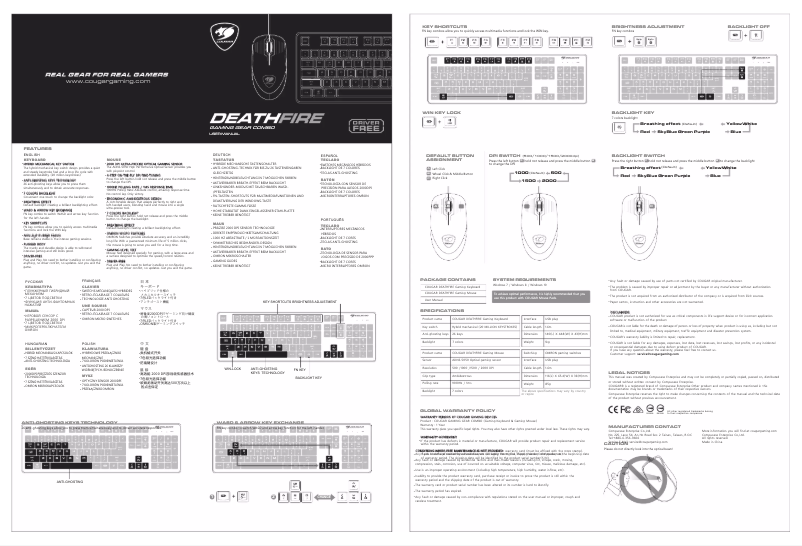 Image de la première page du manuel de l'appareil DeathFire Gaming Gear Combo