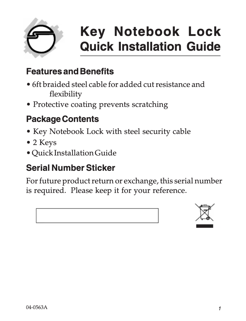 Page 1 de la notice Manuel utilisateur Siig AC-LK0112-S1