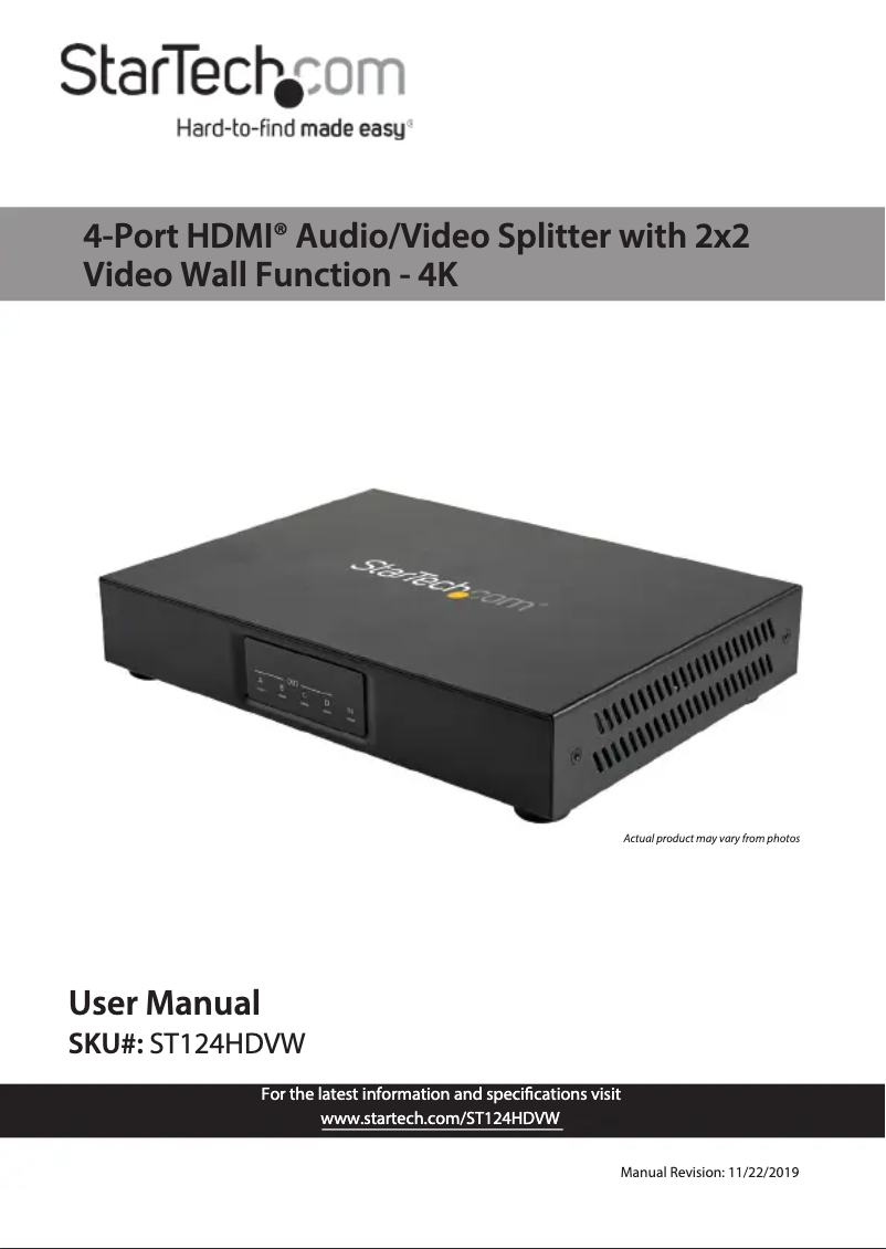Page 1 de la notice Manuel utilisateur StarTech.com ST124HDVW