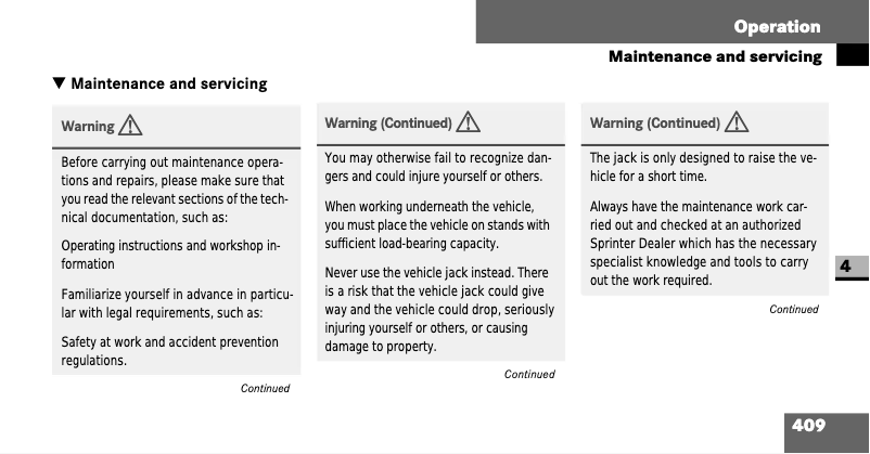 Page 1 de la notice Manuel d'utilisation et d'entretien Dodge Sprinter (2008)