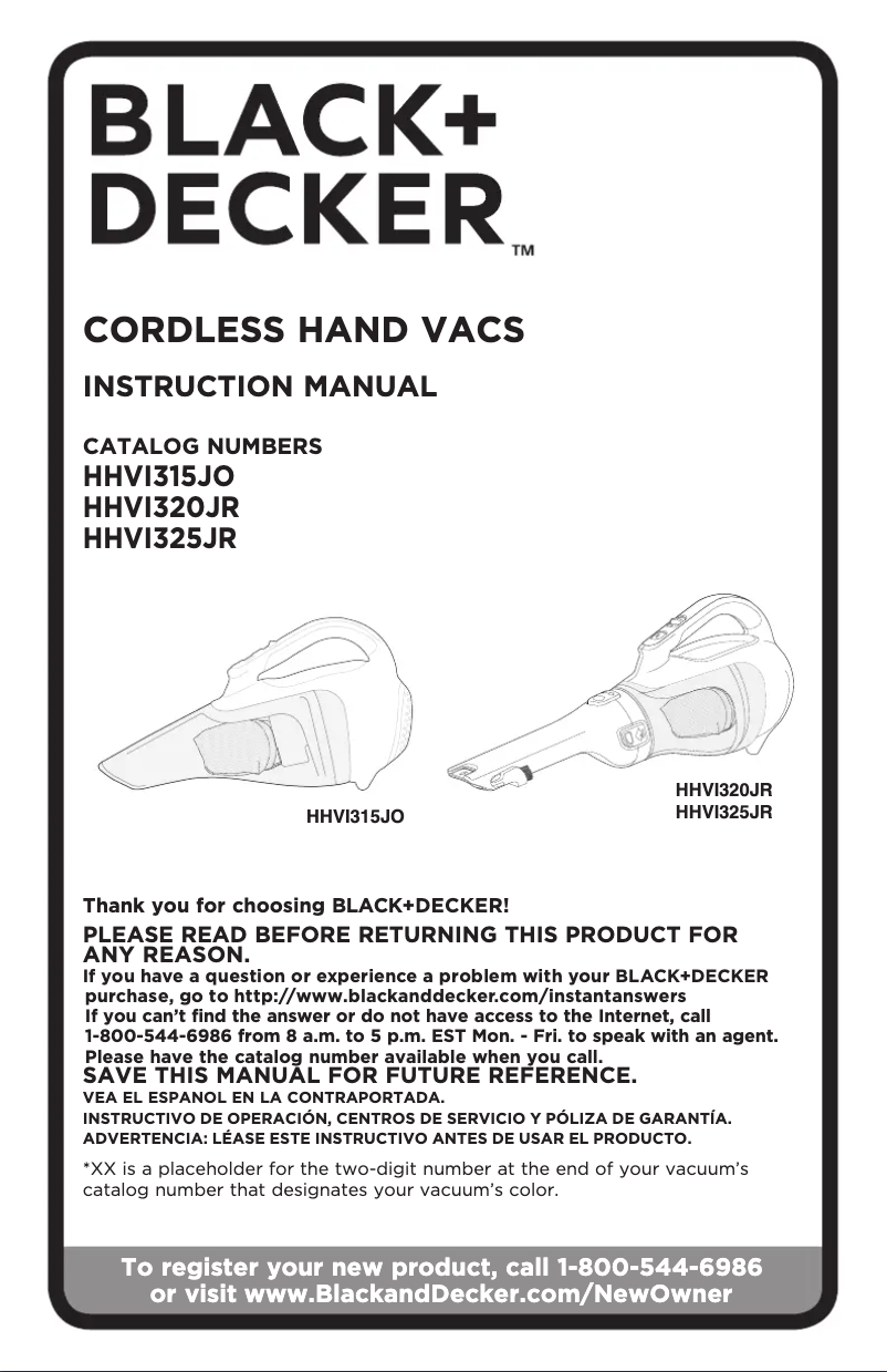 Page 1 de la notice Manuel utilisateur Black & Decker HHVI320JR00