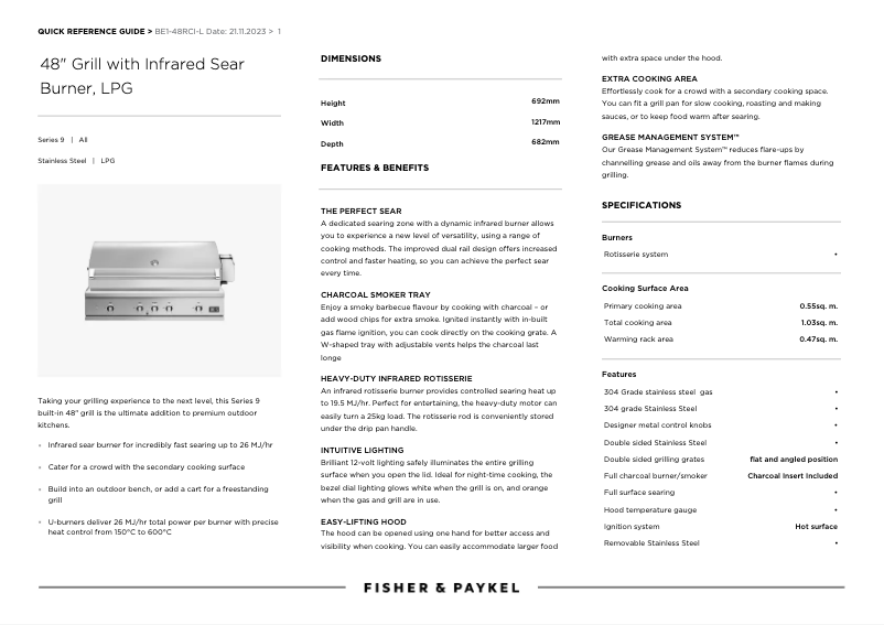 Page 1 de la notice Fiche technique DCS BE1-48RCI-L