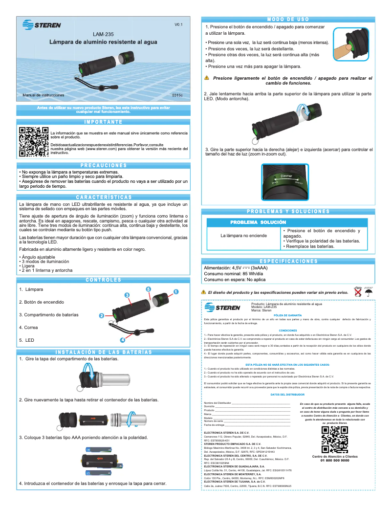 Image de la première page du manuel de l'appareil LAM-235