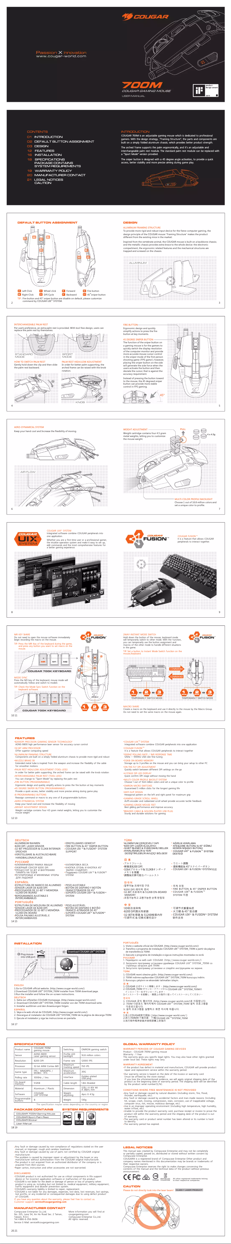 Page 1 de la notice Manuel utilisateur Cougar 700M