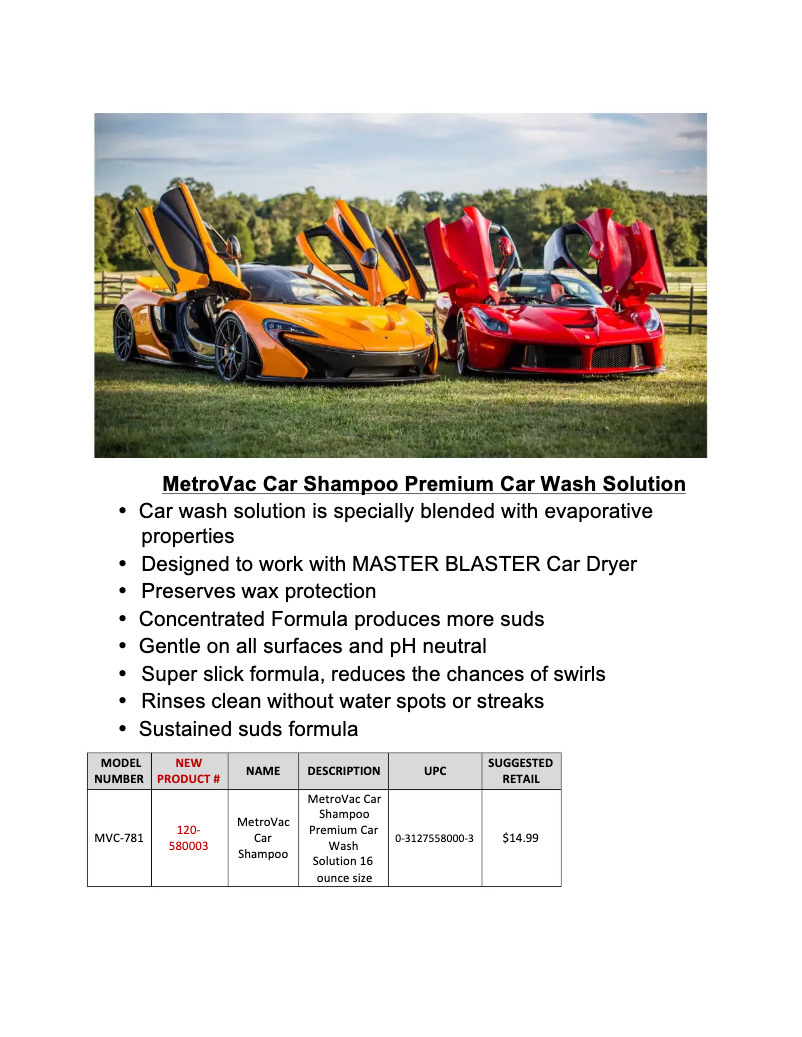 Image de la première page du manuel de l'appareil Car Shampoo Premium Car Wash Solution MVC-781