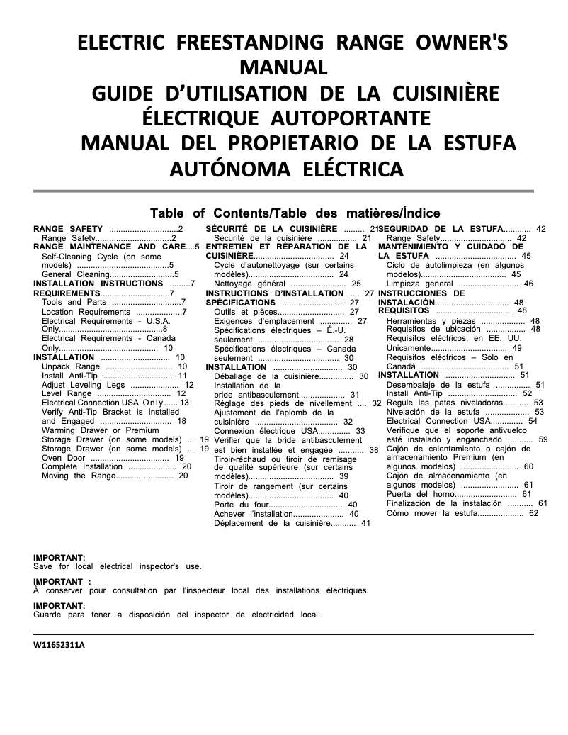 Página 1 del manual Manual de usuario Whirlpool YWFC315S0JW