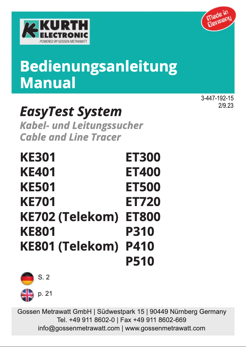 Page n°1 - Manuel utilisateur Kurth Electronic KE7701