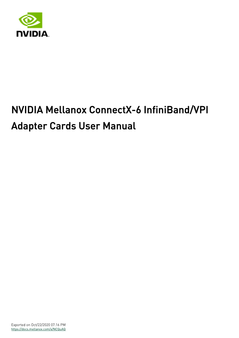 Page n°1 - Manuel utilisateur Nvidia Mellanox ConnectX-6