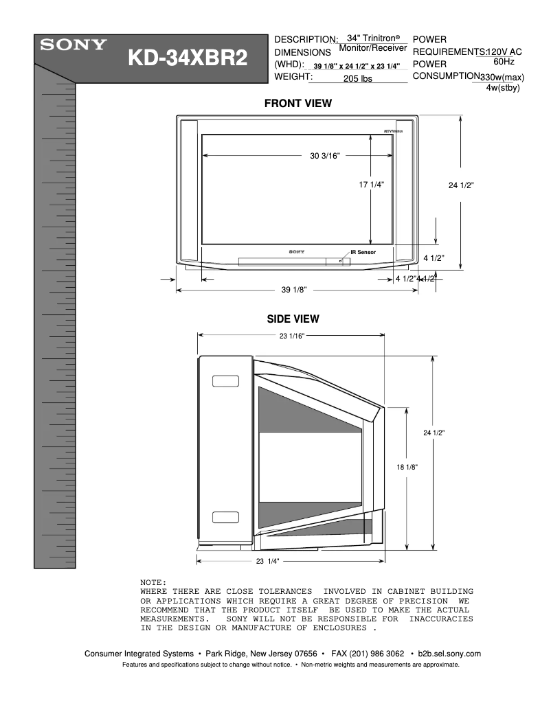 Image de la première page du manuel de l'appareil KD-34XBR2