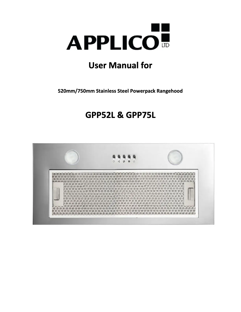 Page n°1 - Manuel utilisateur Applico GPP75L