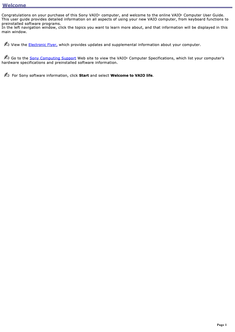 Page 1 de la notice Manuel utilisateur Sony Vaio VGN-S380P28