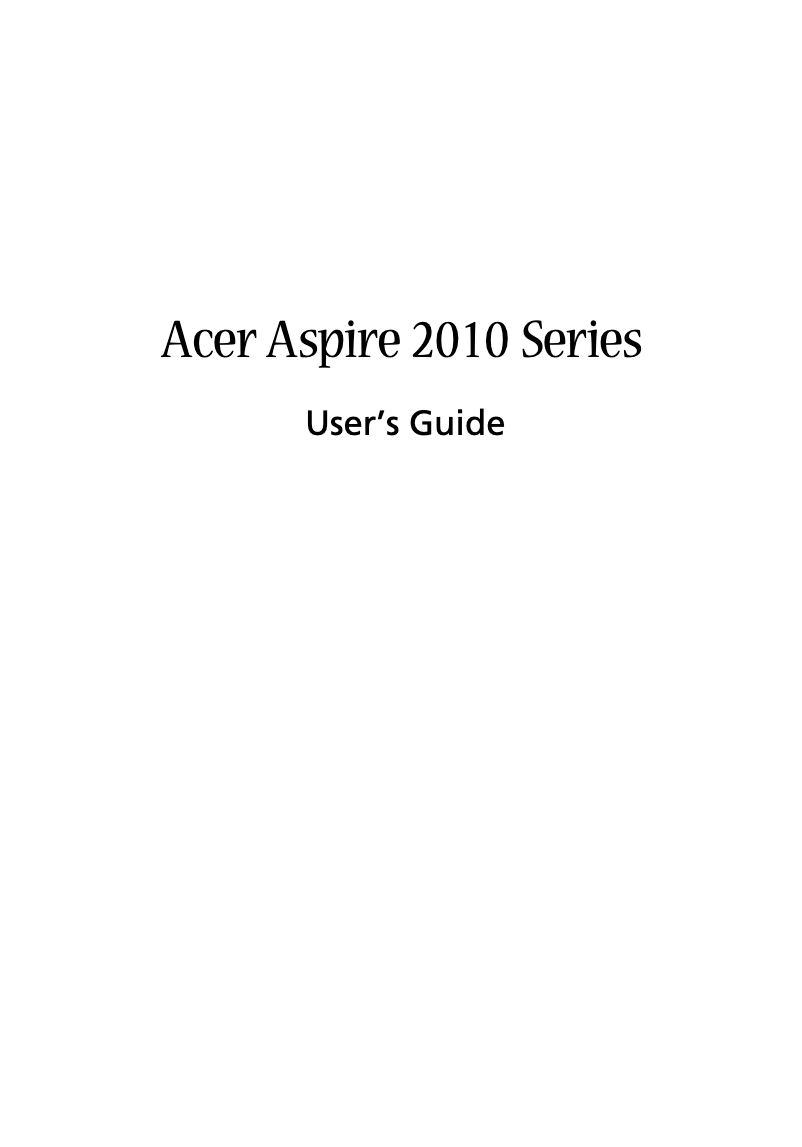 Page 1 de la notice Manuel utilisateur Acer Aspire 2010