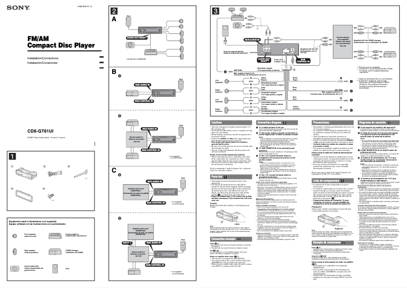Page n°1 - Guide d'installation Sony CDX-GT61UI