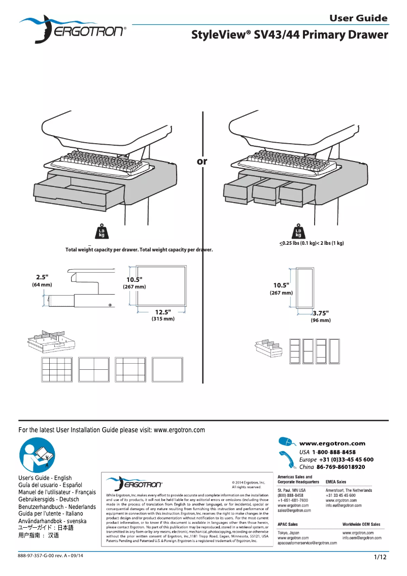Page 1 de la notice Manuel utilisateur Ergotron 97-866