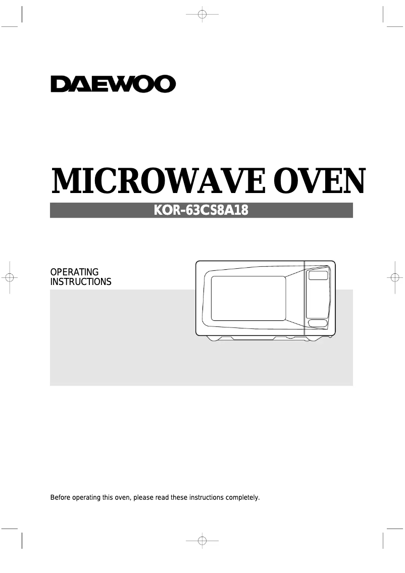 Page n°1 - Manuel utilisateur Daewoo KOR-63CS