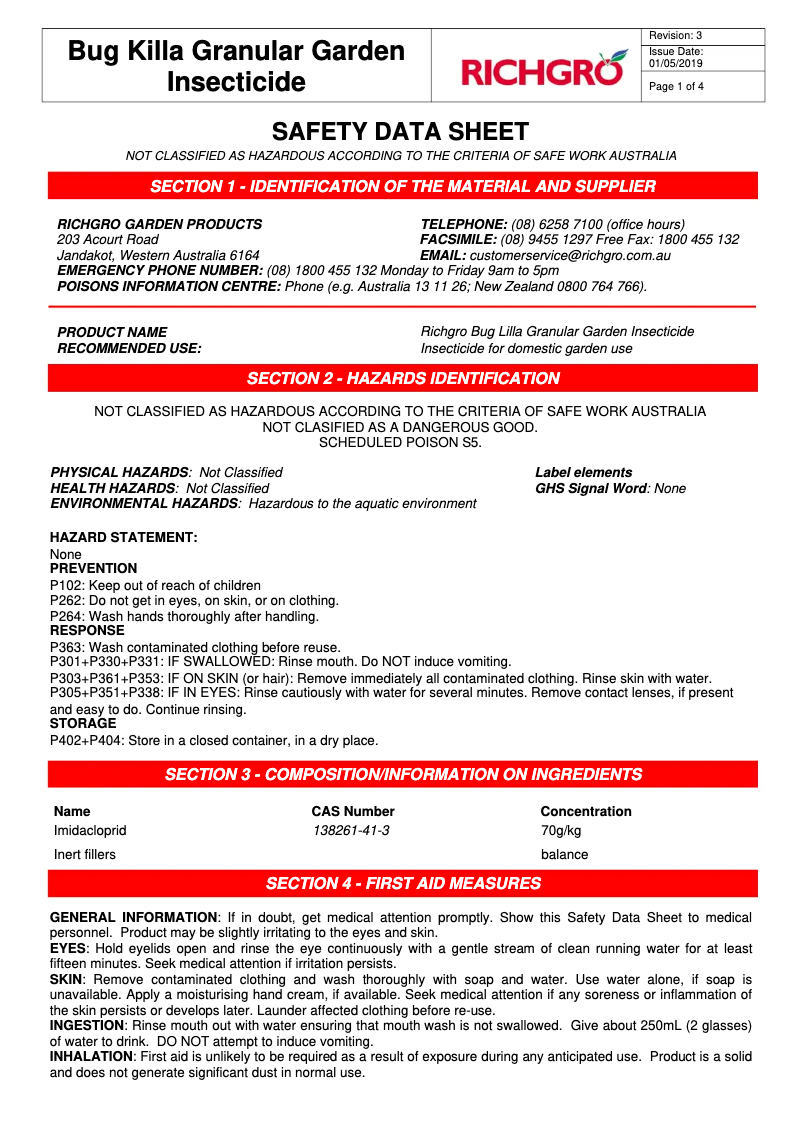 Page n°1 - Manuel utilisateur Richgro Bug Killa Granular Garden