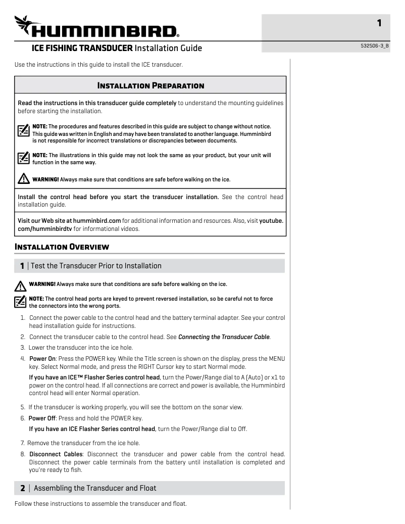 Página 1 del manual Guía de instalación Humminbird HELIX 10 CHIRP MEGA SI+ GPS G4N
