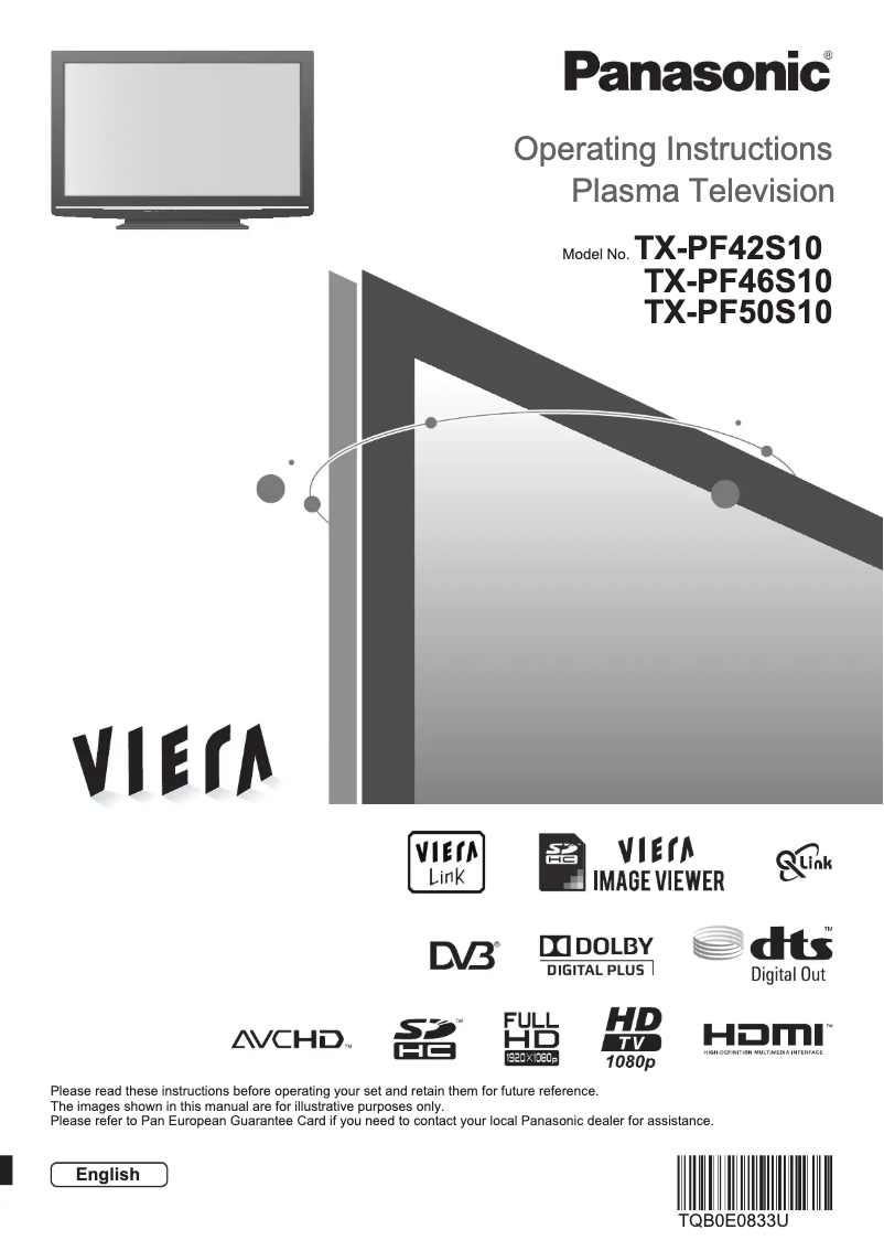 Page 1 de la notice Manuel utilisateur Panasonic Viera TX-PF42S10