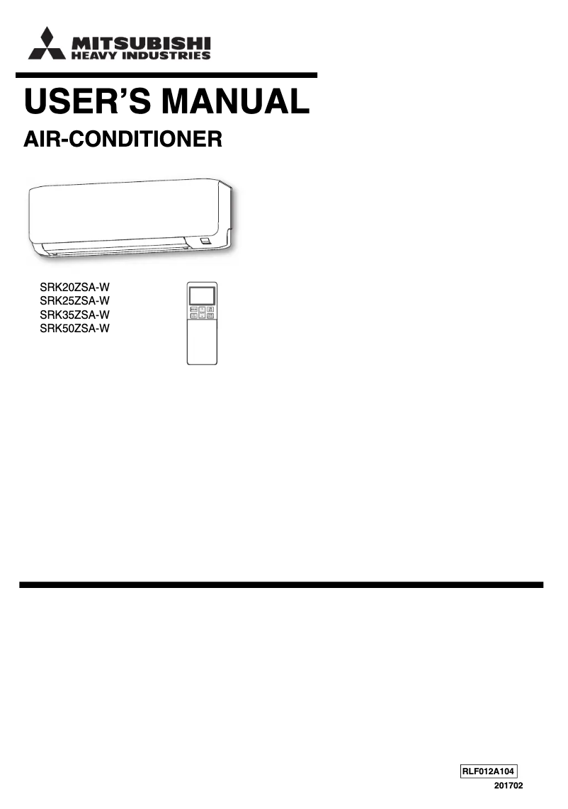 Page 1 de la notice Manuel utilisateur Mitsubishi SDXK18ZSA-W