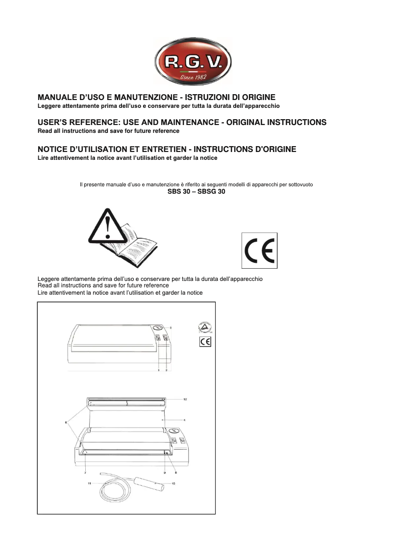 Page 1 de la notice Manuel utilisateur RGV SBS 30