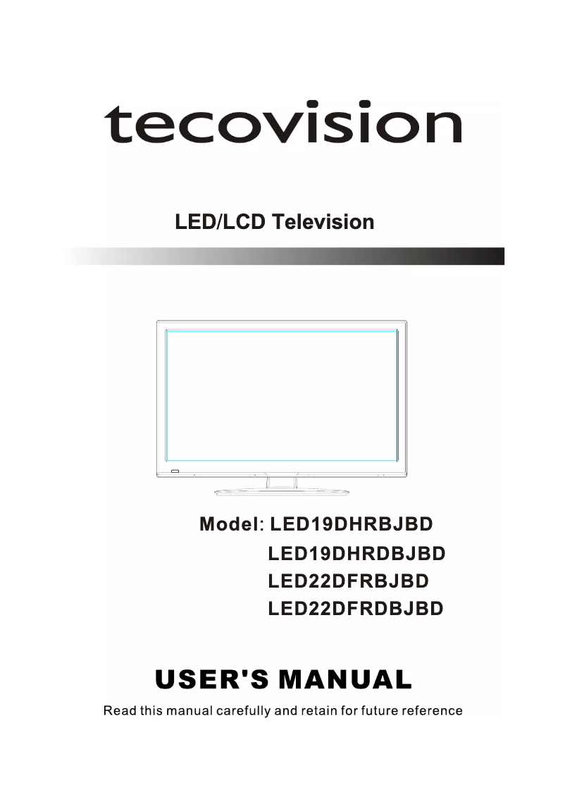 Page 1 de la notice Manuel utilisateur Tecovision LED19DHRBJBD