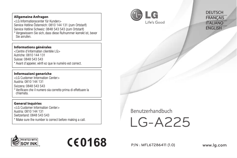 Page 1 de la notice Manuel utilisateur LG LGA225GO