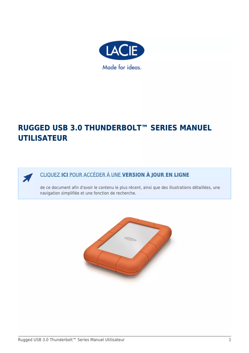 Page n°1 - Manuel utilisateur LaCie Rugged USB 3.0