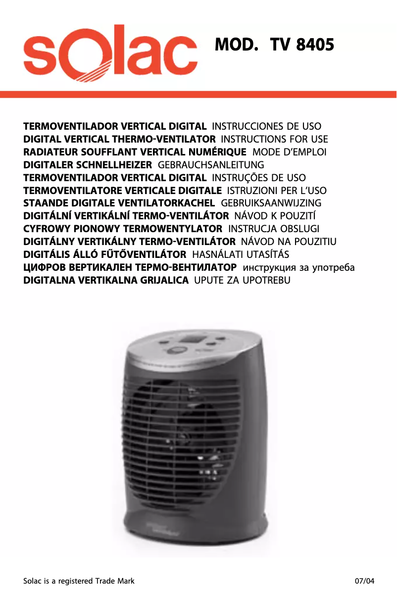 Página 1 del manual Manual de usuario Solac TV8405/06